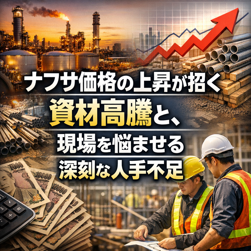 ナフサ価格の上昇が招く資材高騰と、現場を悩ませる深刻な人手不足